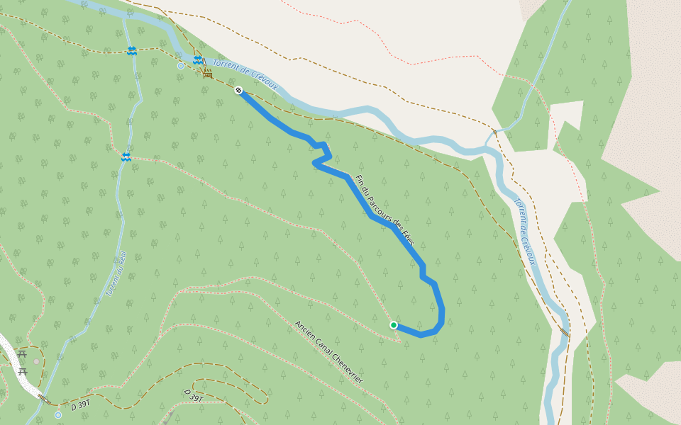 Fin du Parcours des Fées walking route map in Crévoux