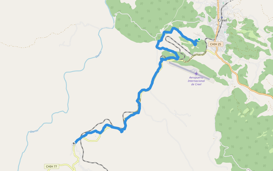 Camino del Cobre walking route map in Creel