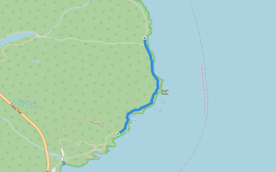 Coastal Trail (Closed) walking route map in Ingonish