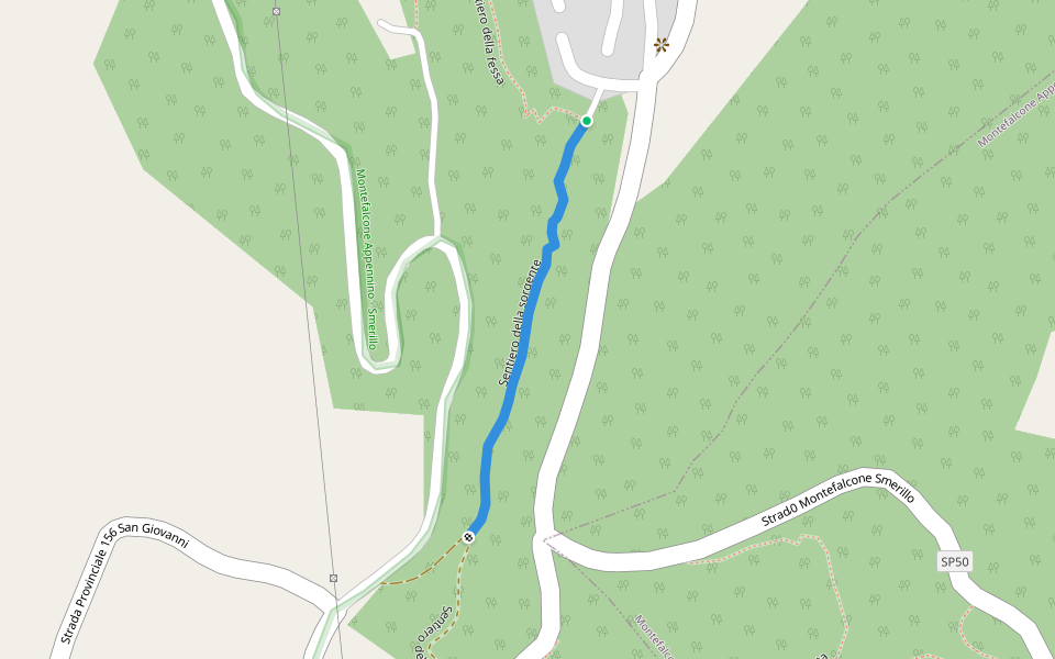 Sentiero della sorgente walking route map in Smerillo
