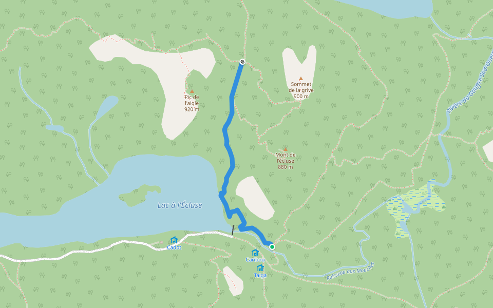 Sentier des Sommets walking route map in Saint-Urbain
