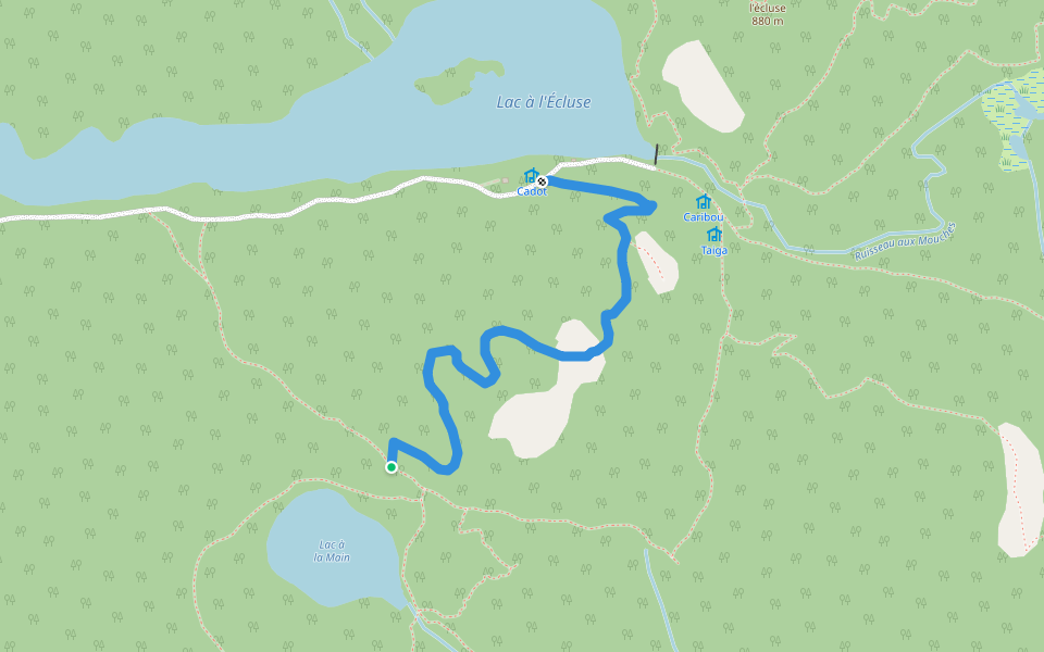 Sentier du Cadot walking route map in Lac-Pikauba