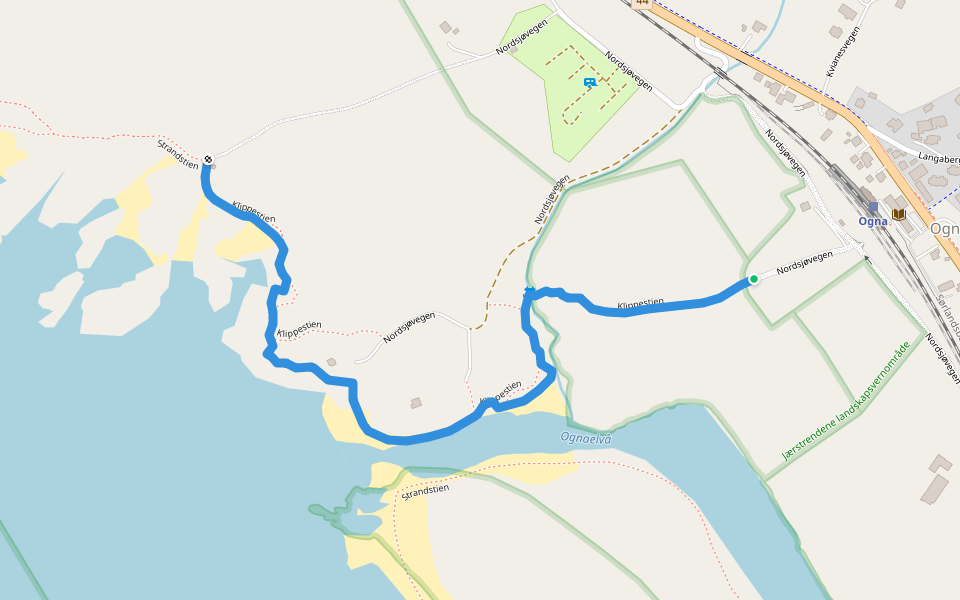 Klippestien walking route map in Ogna