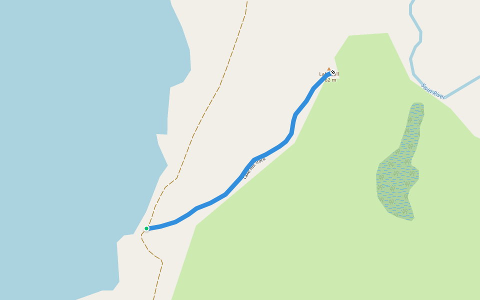 Lake Hill Track walking route map in Ashburton Lakes