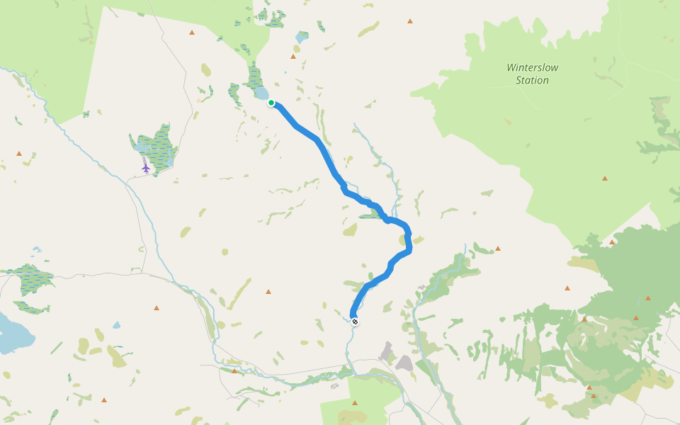 Stour Track walking route map in Ashburton Lakes