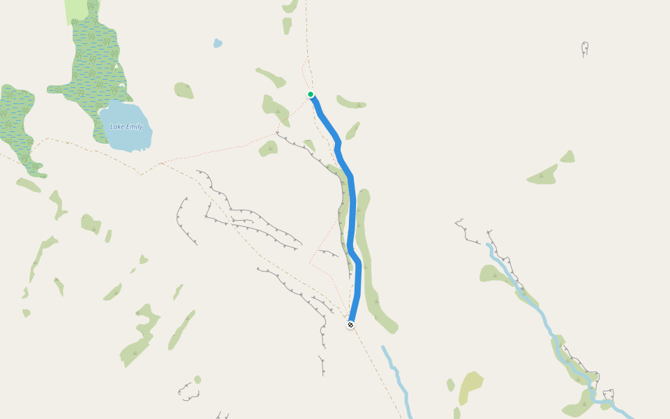 Manuka Hut Mountain Bike Link walking route map in Ashburton Lakes