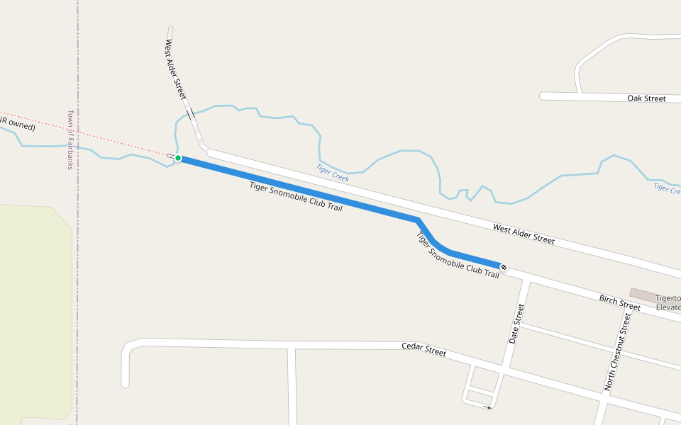 Tiger Snomobile Club Trail walking route map in Tigerton