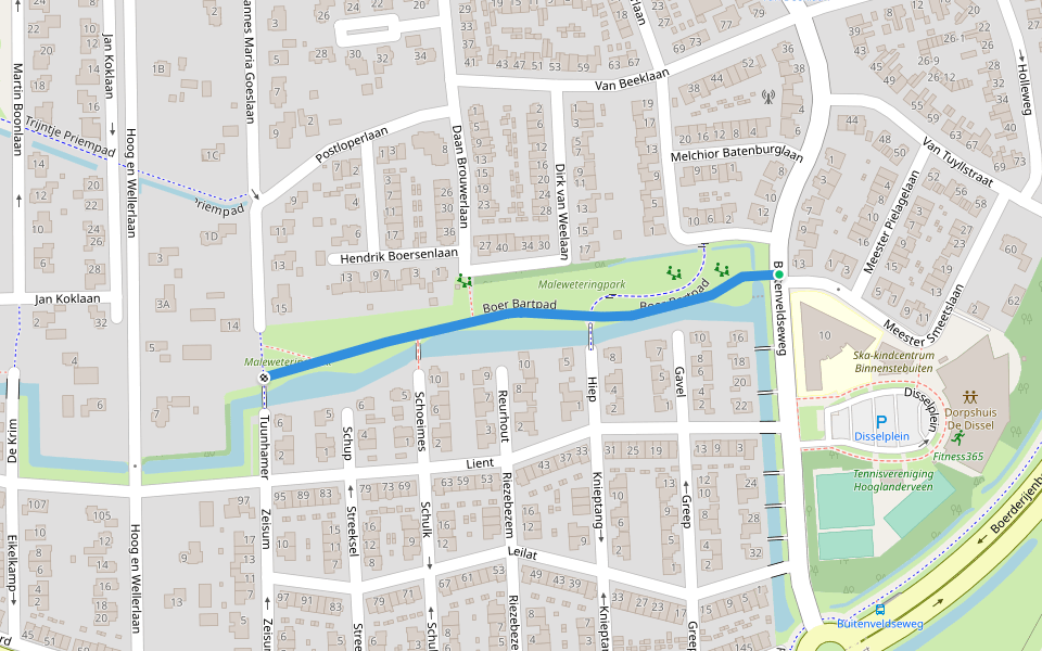Boer Bartpad walking route map in Hooglanderveen