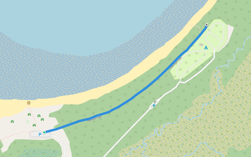 Old mail road walking route map in Cow Head