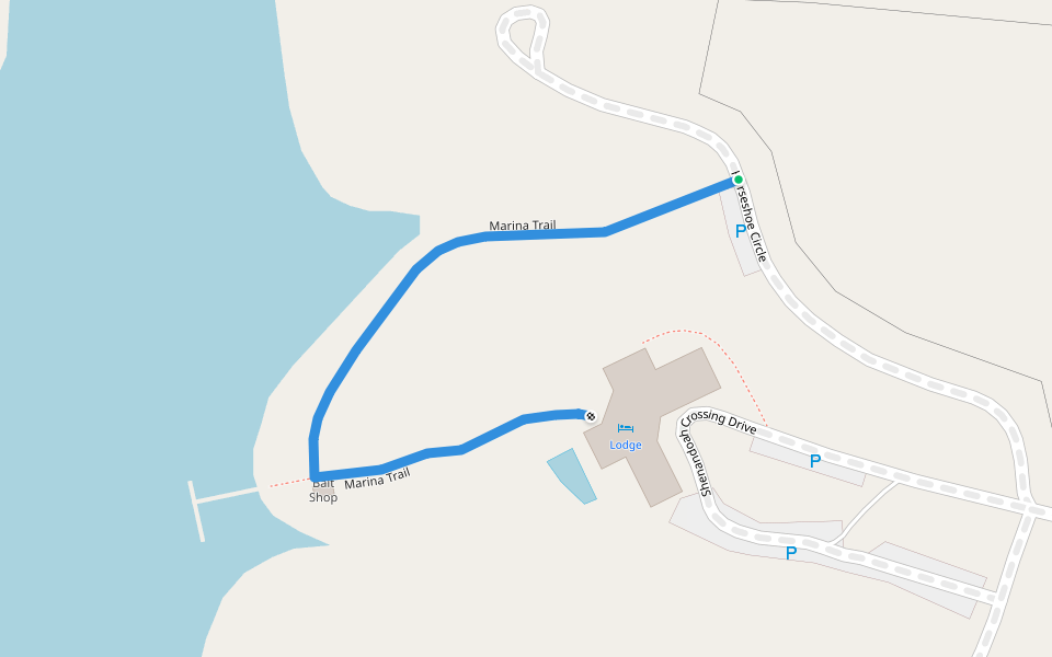 Marina Trail walking route map in Gordonsville