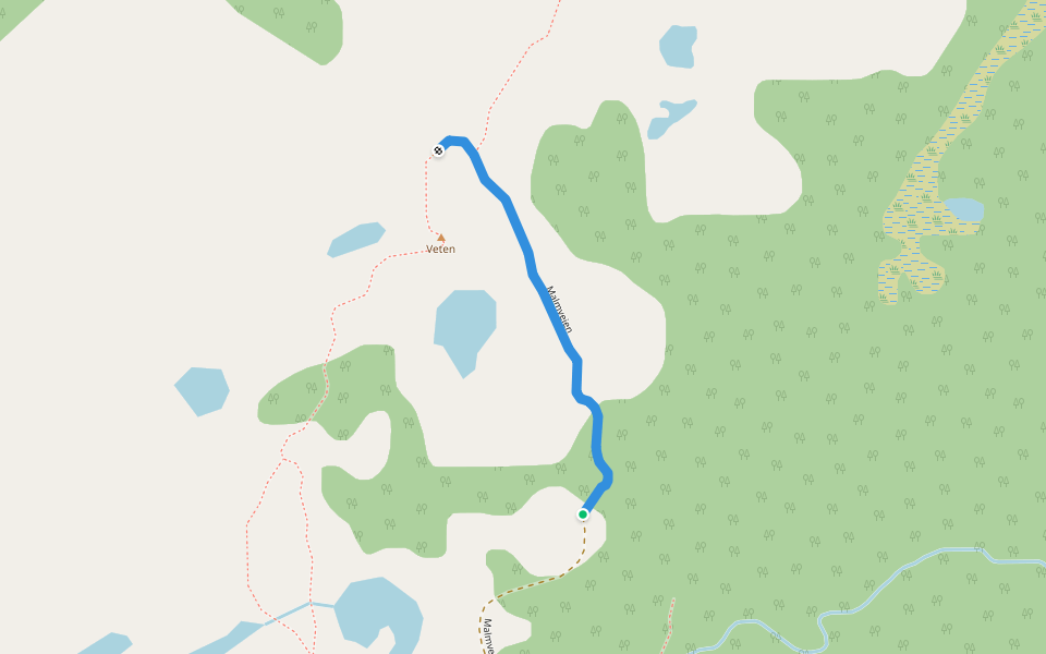 Malmveien walking route map in Hopen