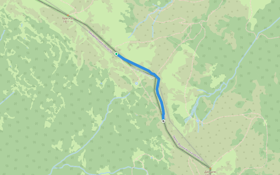 Підйом на Пожижевську walking route map in Vorokhta