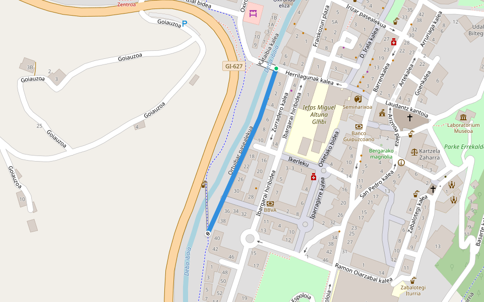 Ortuibar pasealekua walking route map in Bergara