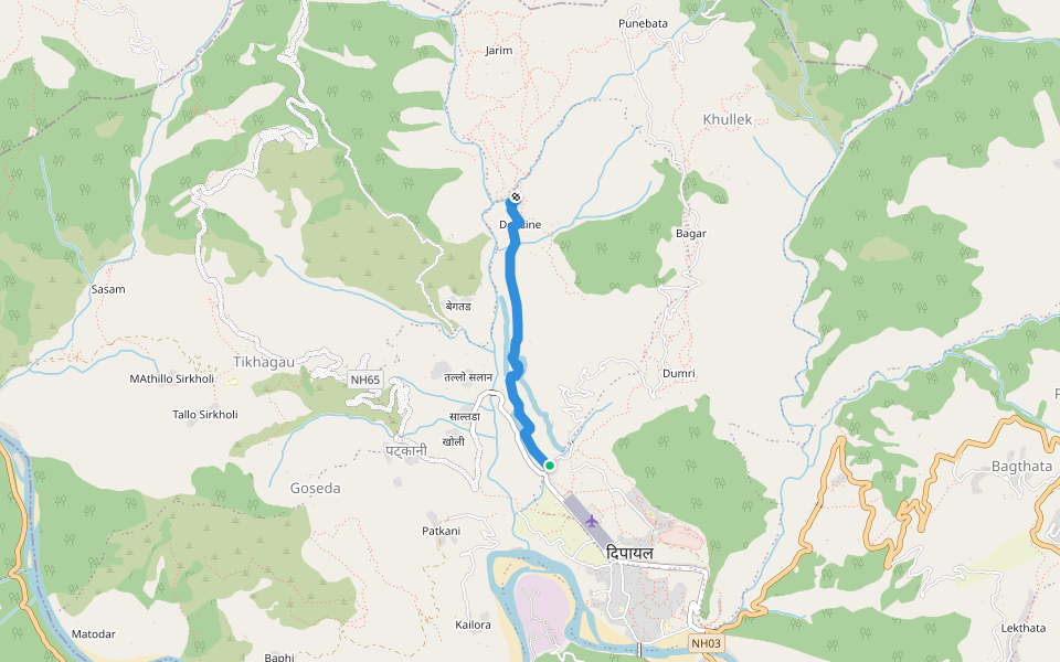 परेकुडा जाने बाटो walking route map in Dipayal Silgadhi