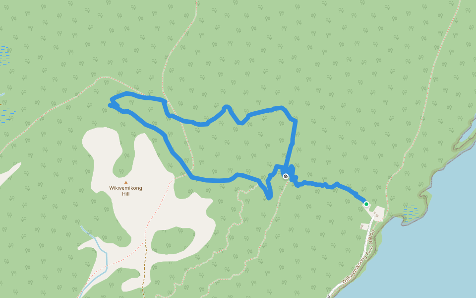 Bebamikawe Memorial Trail - Warrirors Loop walking route map in Wikwemikong