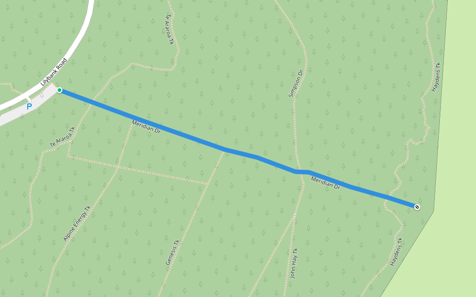Meridian Dr walking route map in Tekapo