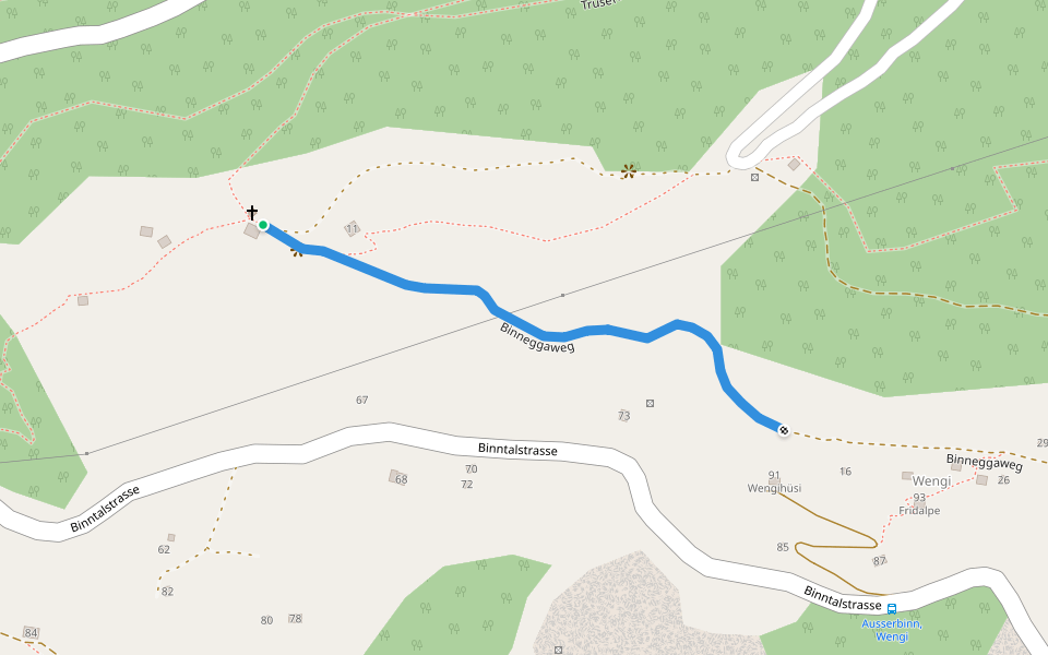 Binneggaweg walking route map in Ernen