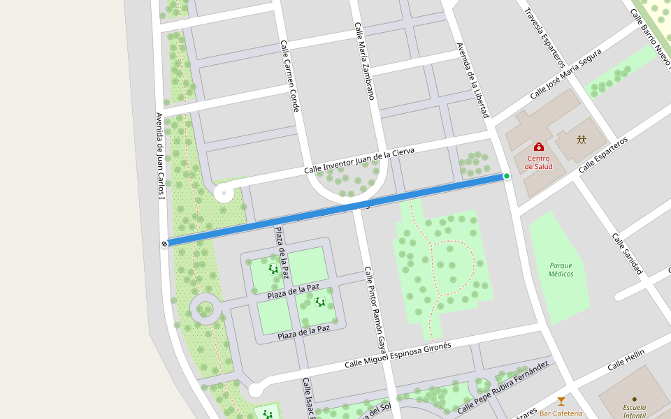 Calle Víctor Pérez Rigal walking route map in Calasparra