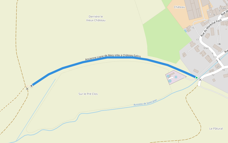 Ancienne Ligne de Metz-Ville à Château-Salins walking route map in Delme