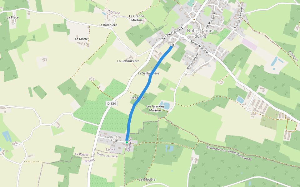 Chemin Rural de Notre-Dame à la Bruère walking route map in Notre-Dame-du-Pé