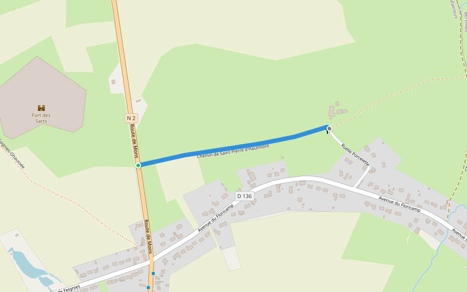 Chemin de Saint-Pierre d'Hautmont walking route map in Mairieux