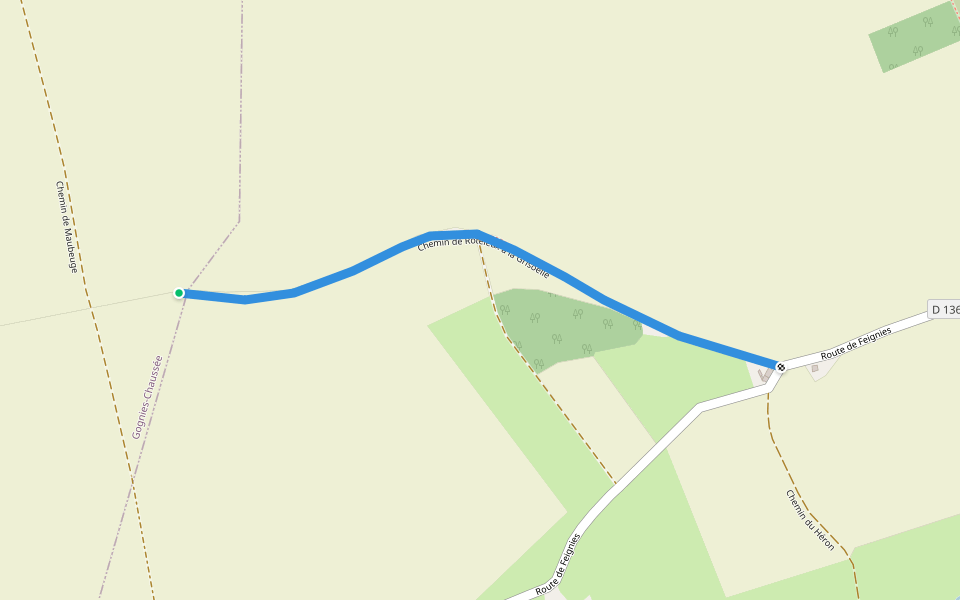 Chemin de Roteleux à la Grisoëlle walking route map in Mairieux