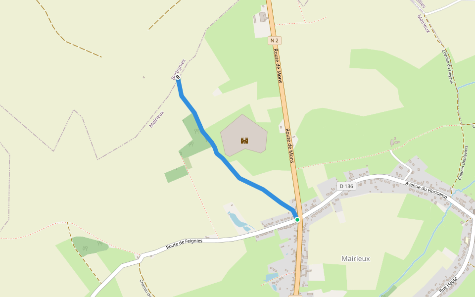 Sentier de Gognies-Ghaussée walking route map in Mairieux