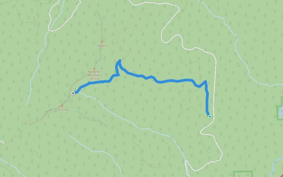 Bugaboo Ridge Trail #3423 walking route map in Idanha