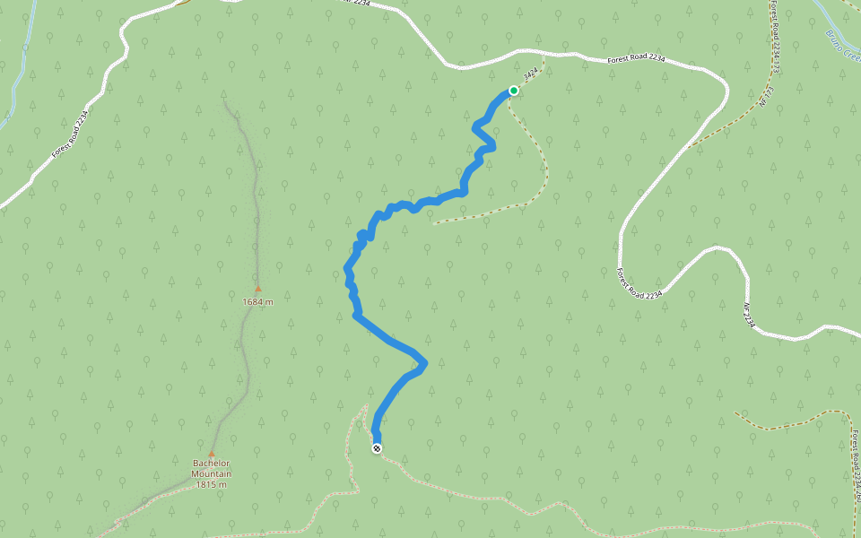 Bruno Meadows Trail #3424 walking route map in Idanha