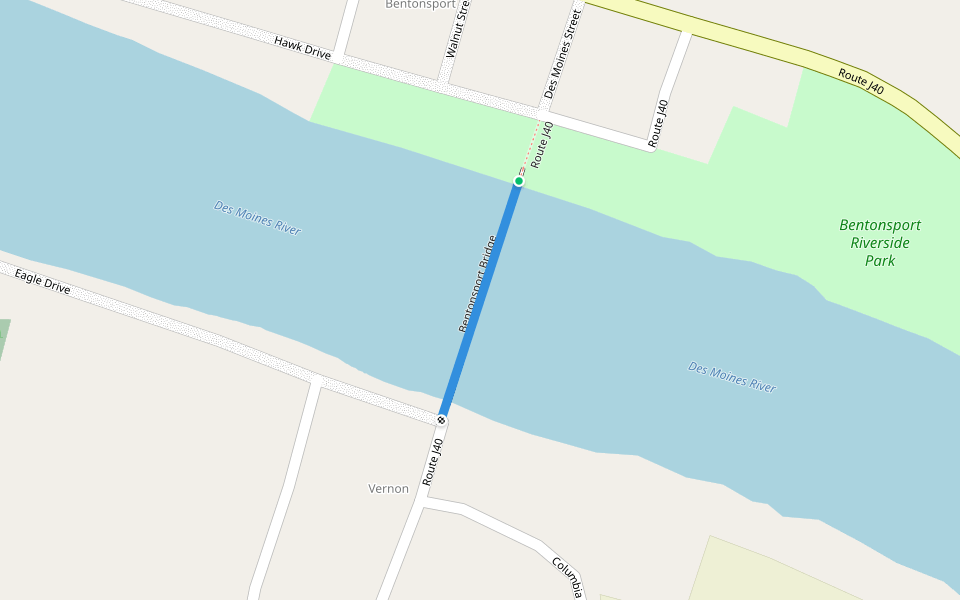 Pedestrian Bridge walking route map in Keosauqua