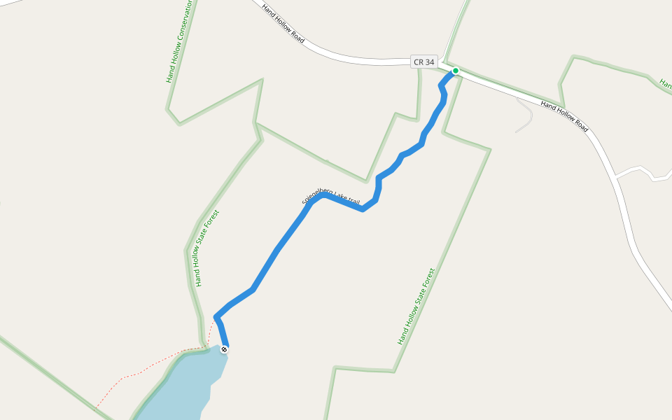 Spiegelberg Lake trail walking route map in East Chatham