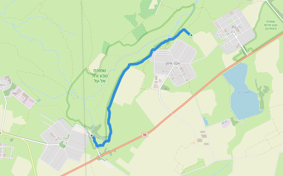 טיילת נחל אלעל walking route map in Avnei Eitan