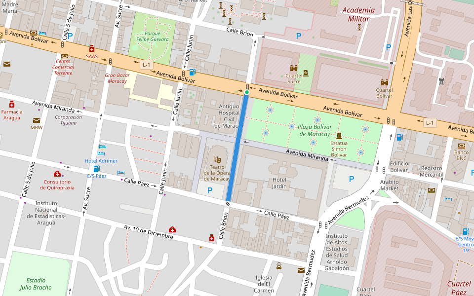 Calle Brion walking route map in La Victoria