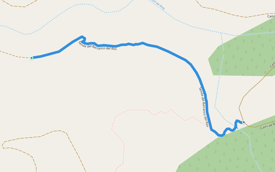 Senda del Barranco del Ros walking route map in San Juan de Moró
