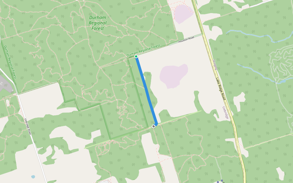 Back into Durham Forest walking route map in Uxbridge