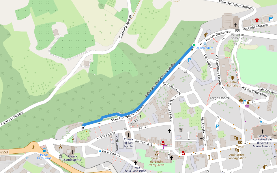 Belvedere Domenico Martella walking route map in Atri