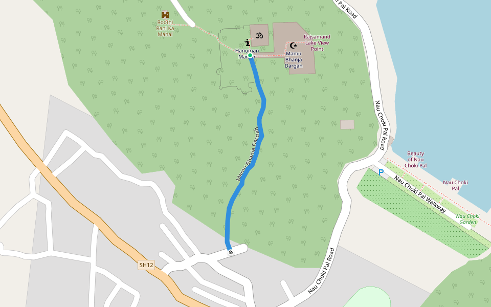 Mamu Bhanja Dargah walking route map in Rajsamand