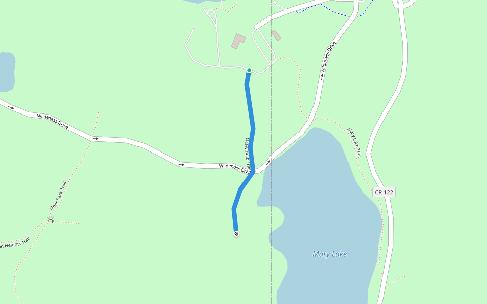 Ozawindib Trail walking route map in Lake Itasca