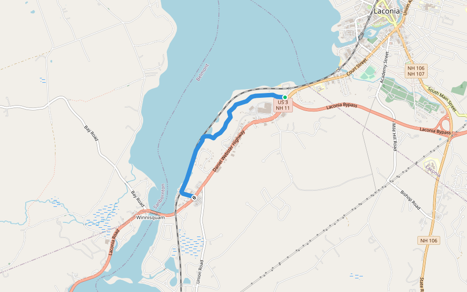 Winni Trail walking route map in Belmont