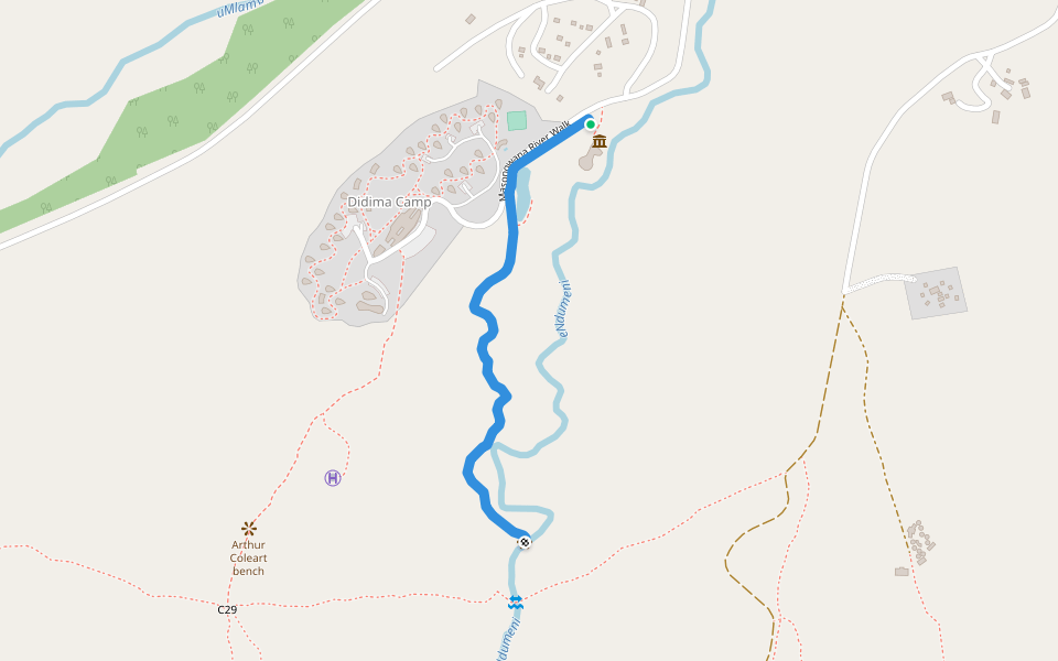 Masongwana River Walk walking route map in Mfifiyela