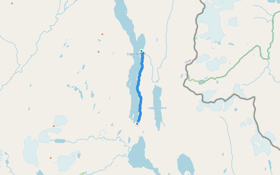 Ruta de los Pioneros, Tramo 4: Lago Alegre walking route map in Caleuche
