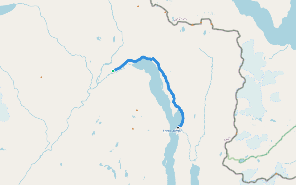Ruta de los Pioneros, Tramo 4: Lago Alegre walking route map in Caleuche