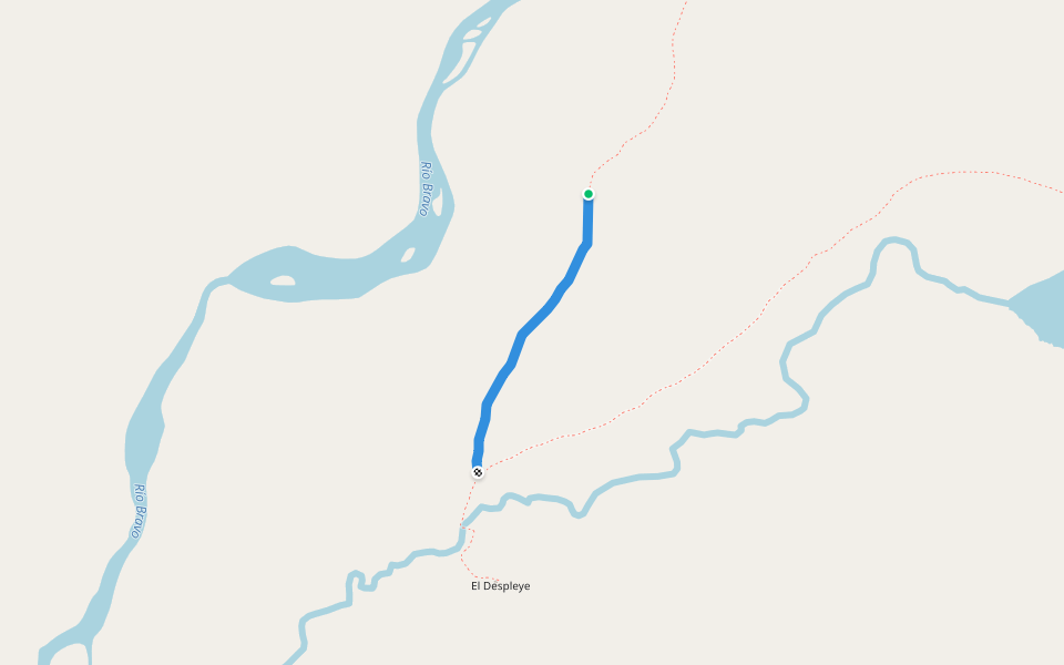 Ruta de los Pioneros, Tramo 3: Río Bravo walking route map in Caleuche