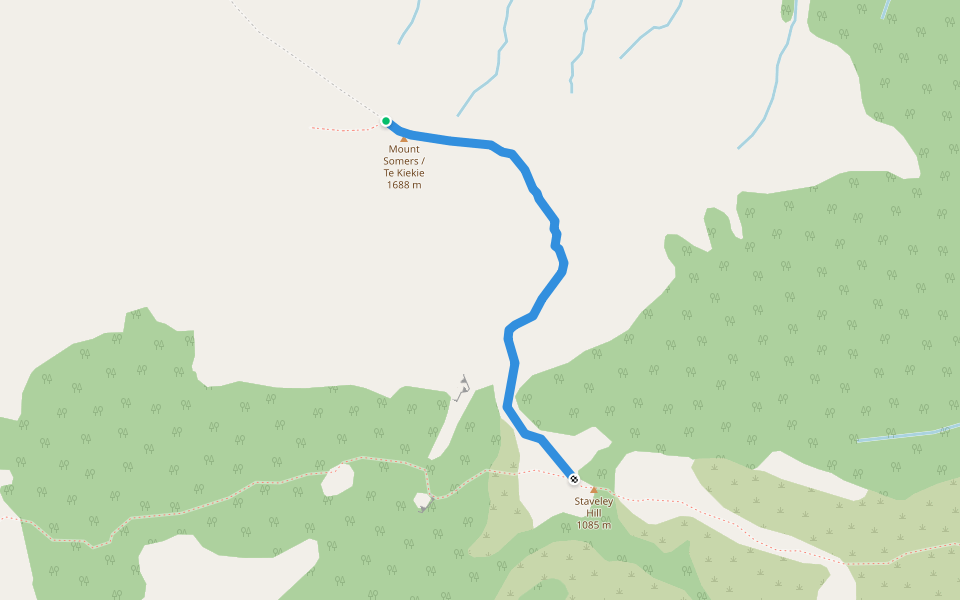 Mount Somers Summit Track walking route map in Staveley
