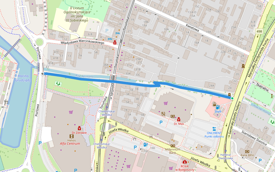 Aleja harcmistrza Tadeusza Maślonkowskiego "Sosna" walking route map in Grudziądz