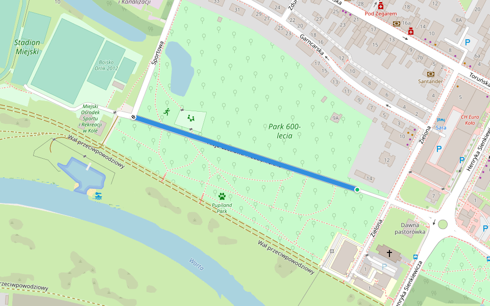 Aleja Czesława Freudenreicha walking route map in Koło