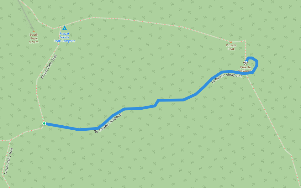 To Pinakle viewpoint walking route map in Arayat