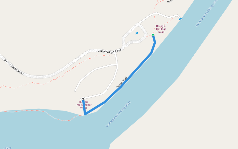 Bungu Trail walking route map in Wunaamin Miliwundi Ranges