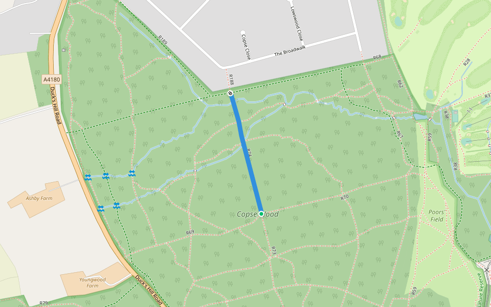 R74 walking route map in Northwood