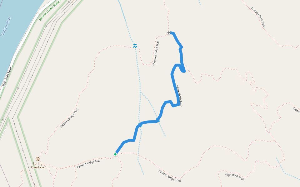 White Birch Trail walking route map in Corinth
